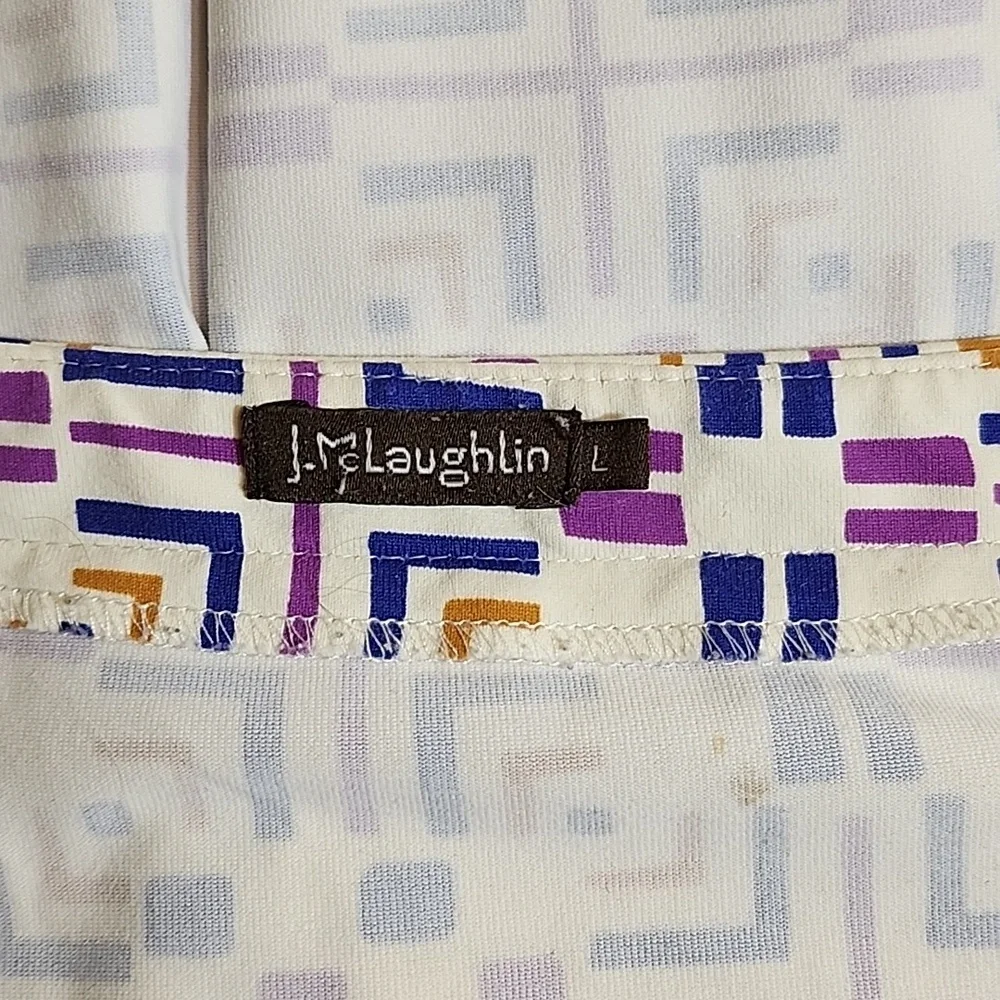 J McLaughlin Geometric Patterned Dress - Purple and White Size Large - Picture 15 of 16